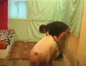 Farmer got his ass fucked by a very big pig