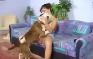 Doggo with spots is having passionate fun with a slutty babe